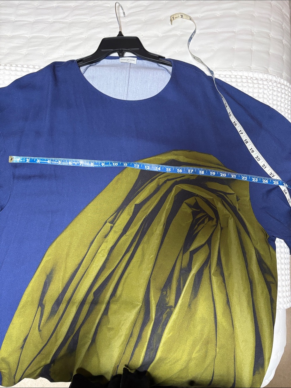 Dries Van Noten NWOT Navy Dress with Olive Artistic Print - Picture 12 of 12